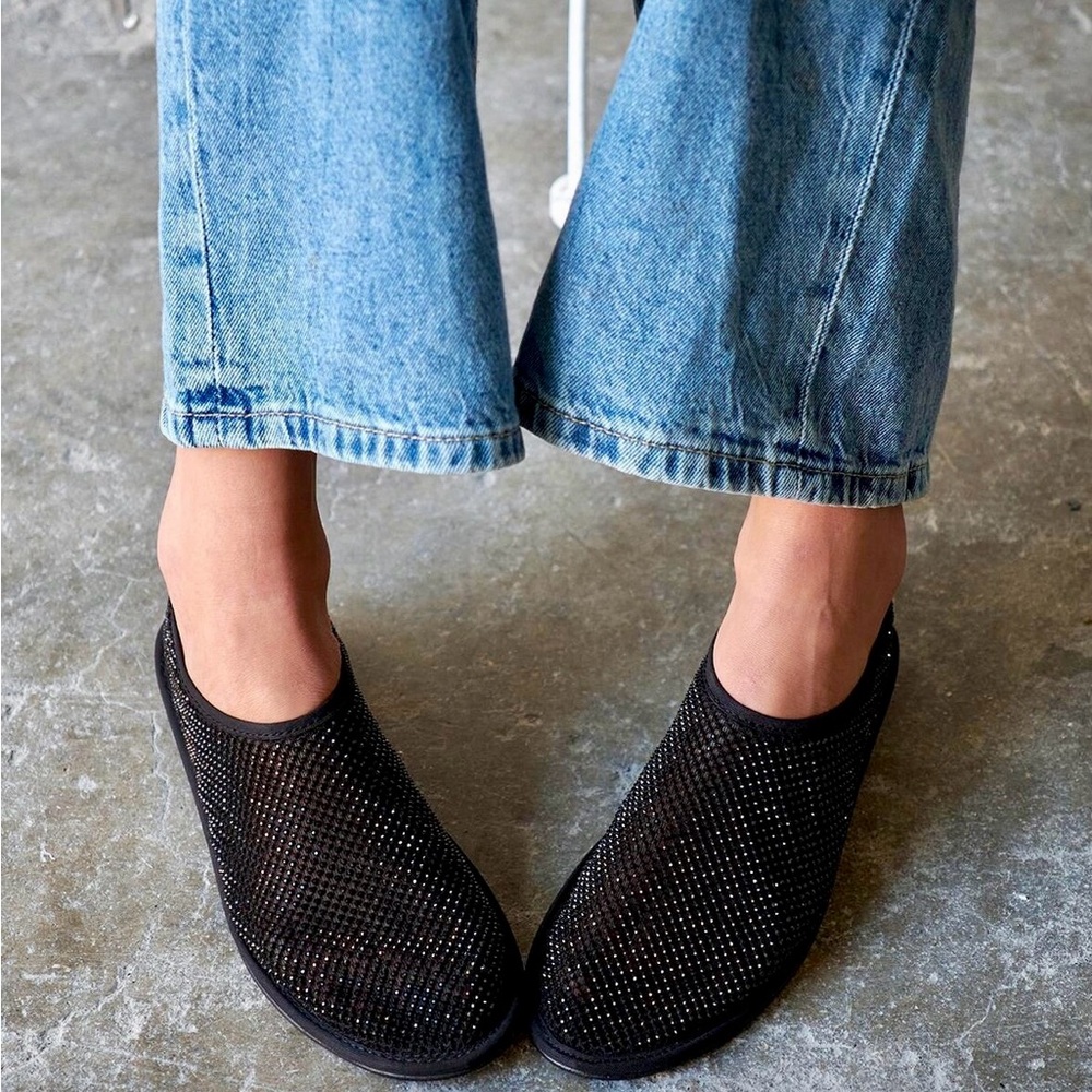 Elegant Black Mesh Women's Flats sequined sparkly slip on 7.5 handmade new Etsy